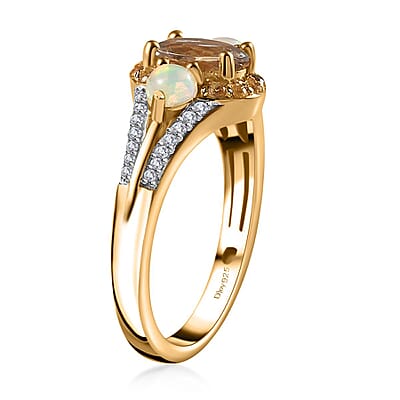 AAA Turkizite and Multi Gemstone Ring in Vermeil Yellow Gold Over Sterling Silver (Size 6.0) 1.50 ctw