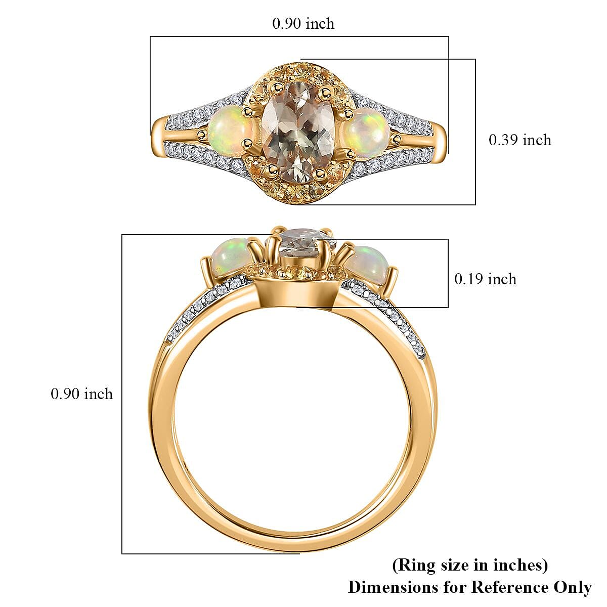 AAA Turkizite and Multi Gemstone Ring in Vermeil Yellow Gold Over Sterling Silver (Size 6.0) 1.50 ctw
