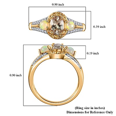 AAA Turkizite and Multi Gemstone Ring in Vermeil Yellow Gold Over Sterling Silver (Size 6.0) 1.50 ctw