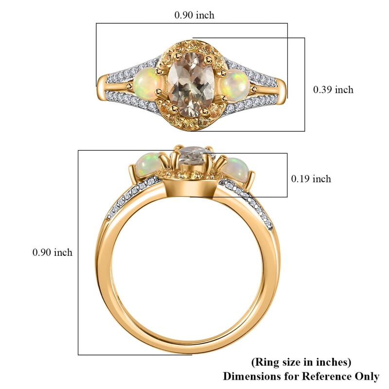 AAA Turkizite and Multi Gemstone Ring in Vermeil Yellow Gold Over Sterling Silver (Size 6.0) 1.50 ctw