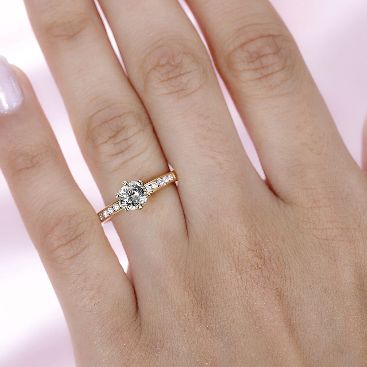 AAA Turkizite, Moissanite Ring in Vermeil YG Over Sterling Silver (Size 6.0) 1.25 ctw image number 2