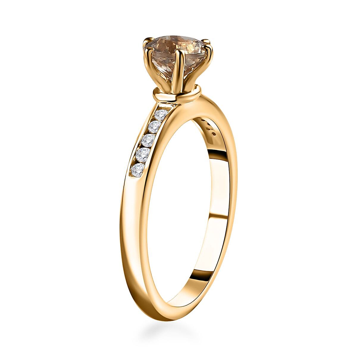 AAA Turkizite, Moissanite Ring in Vermeil YG Over Sterling Silver (Size 6.0) 1.25 ctw image number 3