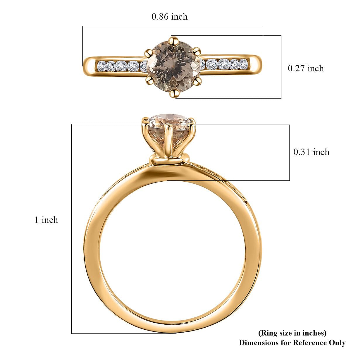 AAA Turkizite, Moissanite Ring in Vermeil YG Over Sterling Silver (Size 6.0) 1.25 ctw image number 5