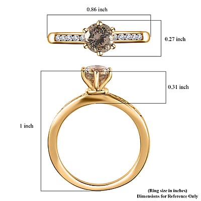 AAA Turkizite and Moissanite Ring in Vermeil Yellow Gold Over Sterling Silver (Size 6.0) 1.25 ctw