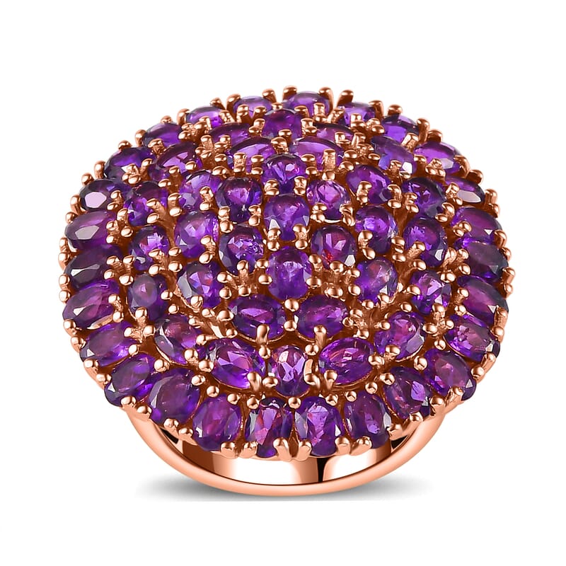 Karis African Amethyst 9.20 ctw Cluster Ring in 18K RG Plated (Size 10.0)