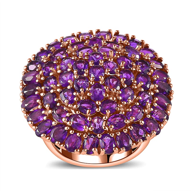 Karis African Amethyst 9.20 ctw Cluster Ring in 18K RG Plated (Size 10.0)