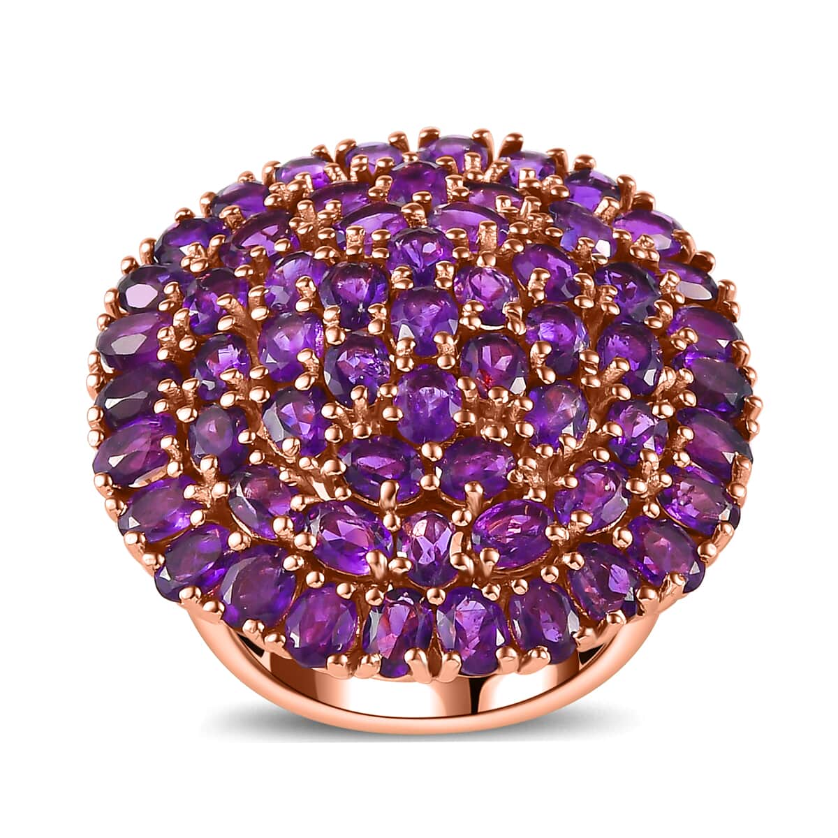 Karis African Amethyst Cluster Ring in 18K RG Plated (Size 10.0) 9.20 ctw image number 0
