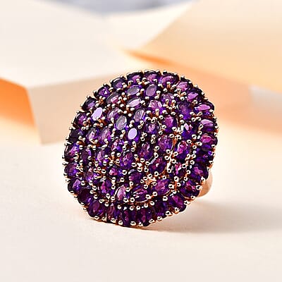 Karis African Amethyst 9.20 ctw Cluster Ring in 18K RG Plated (Size 10.0)
