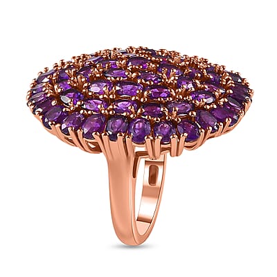 Karis African Amethyst 9.20 ctw Cluster Ring in 18K RG Plated (Size 10.0)