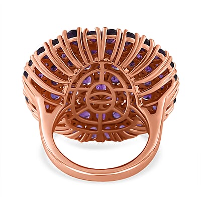 Karis African Amethyst 9.20 ctw Cluster Ring in 18K RG Plated (Size 10.0)
