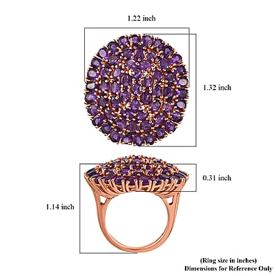 Karis African Amethyst 9.20 ctw Cluster Ring in 18K RG Plated (Size 10.0)