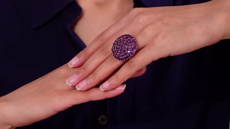 TLV African Amethyst Cluster Ring in 18K RG Plated (Size 10.0) 9.20 ctw