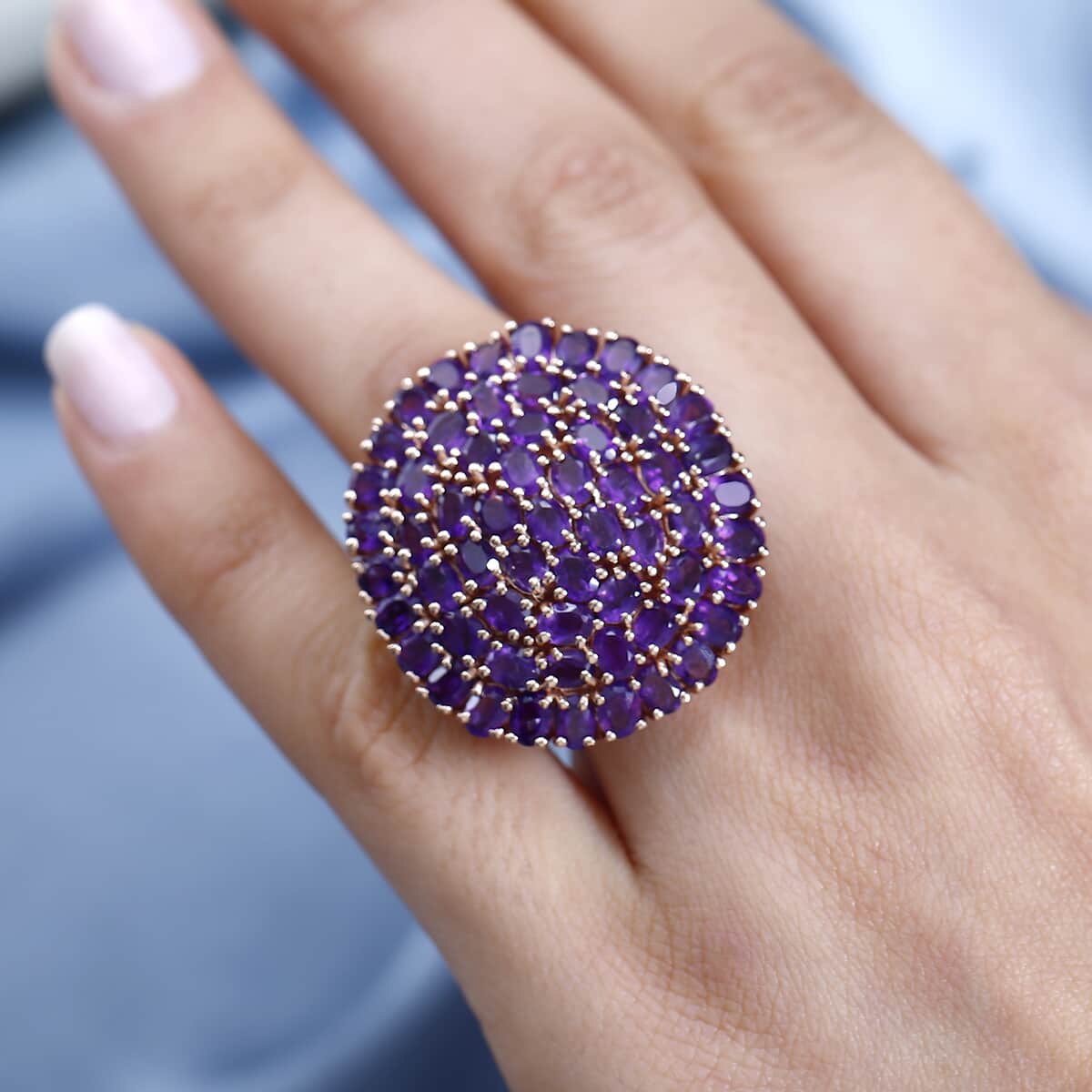 Karis African Amethyst 9.20 ctw Cluster Ring in 18K RG Plated (Size 5.0) image number 2