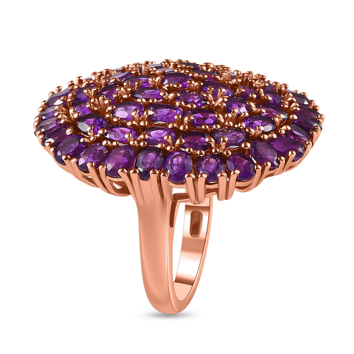 Karis African Amethyst 9.20 ctw Cluster Ring in 18K RG Plated (Size 5.0) image number 3