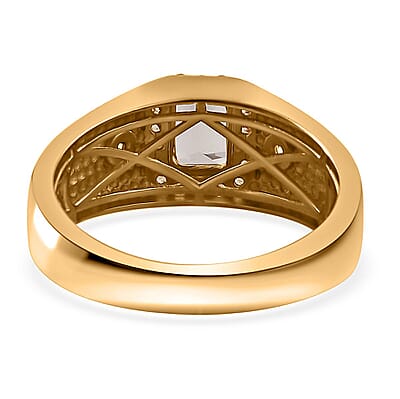 AAA Turkizite and Multi Gemstone Men's Ring in Vermeil Yellow Gold Over Sterling Silver (Size 10.0) 1.65 ctw