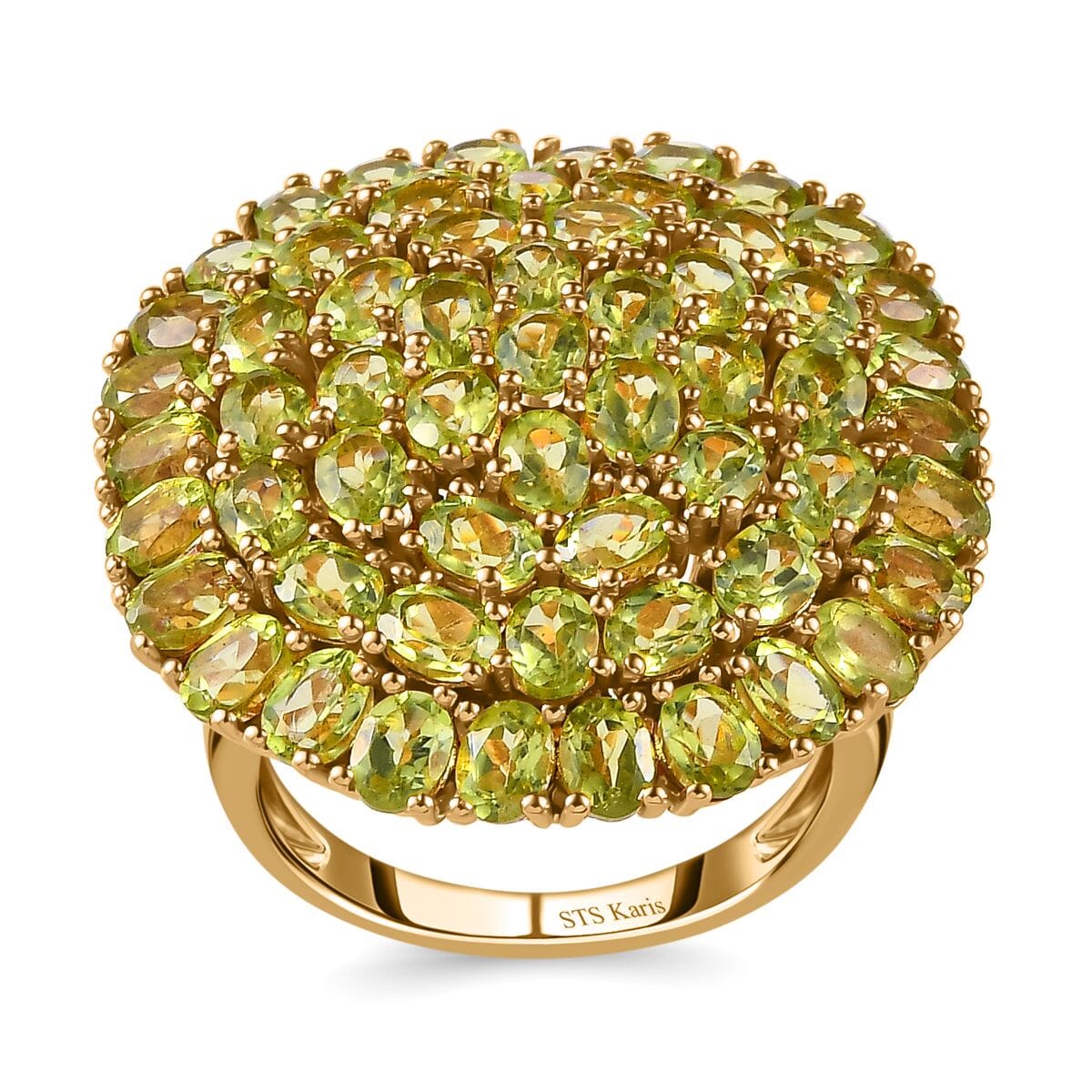 Karis Peridot 10.85 ctw Cluster Ring in 18K YG Plated (Size 9.0) image number 0