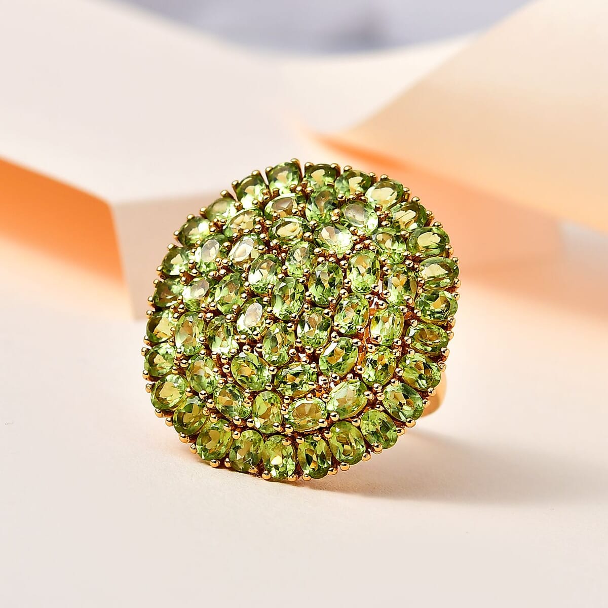 Karis Peridot 10.85 ctw Cluster Ring in 18K YG Plated (Size 9.0) image number 1
