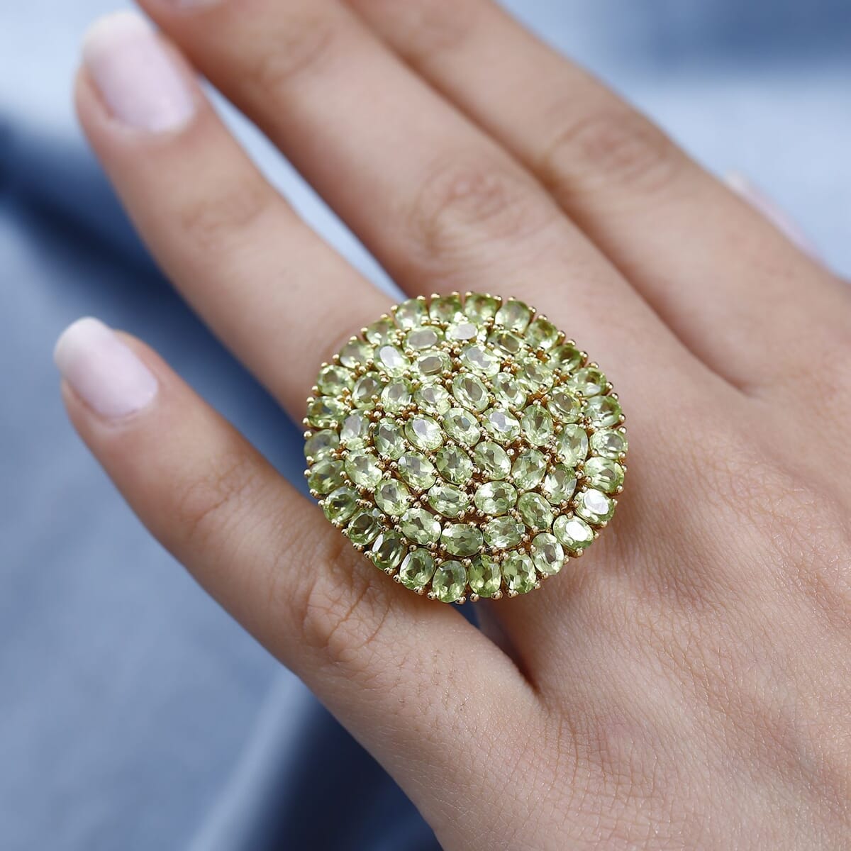 Karis Peridot 10.85 ctw Cluster Ring in 18K YG Plated (Size 9.0) image number 2