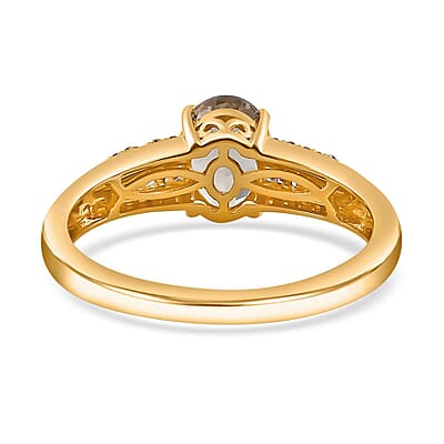 Luxoro AAA Turkizite, Natural Yellow and White Diamond I2 1.65 ctw Ring in 14K Yellow Gold (Size 6.0)