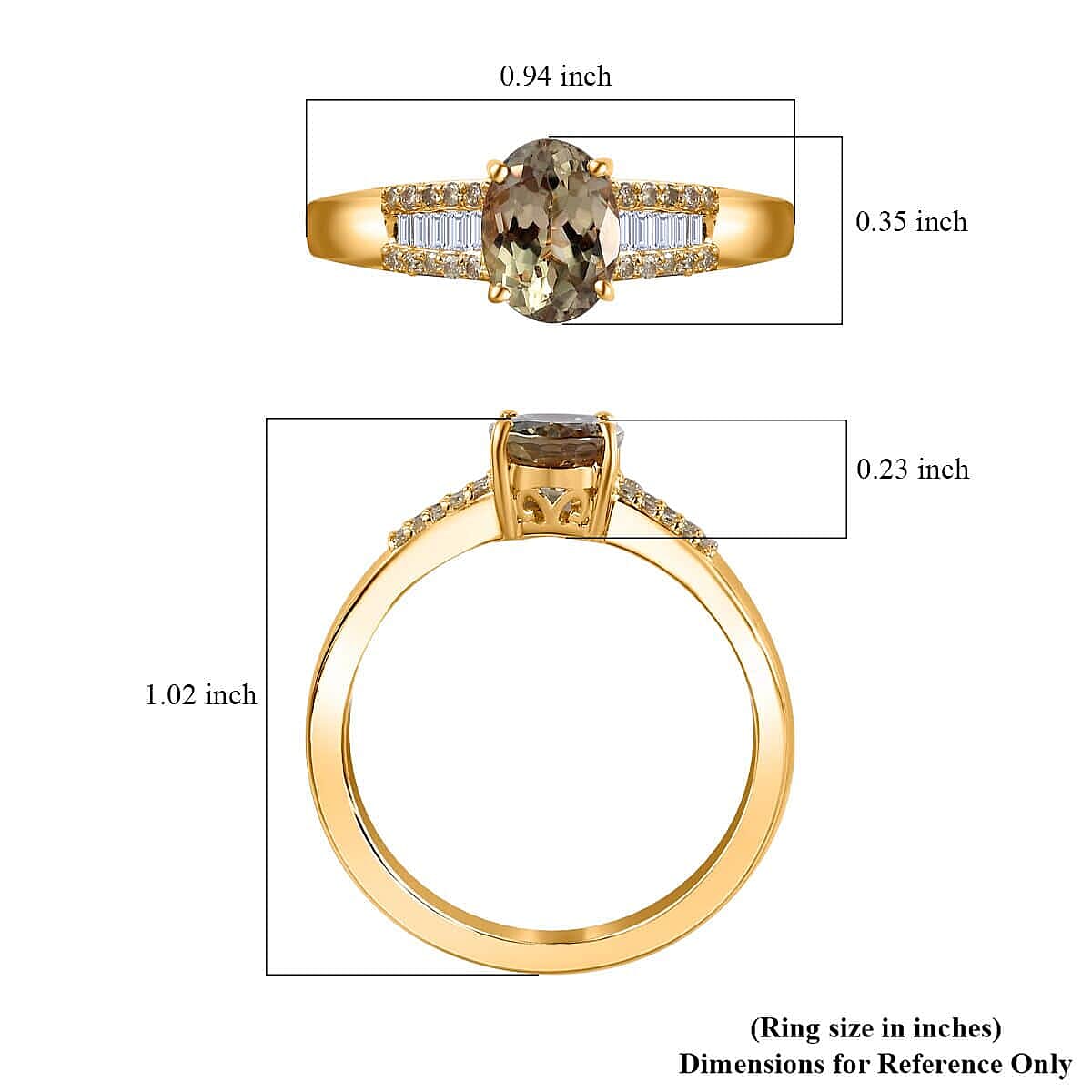 Luxoro AAA Turkizite, Natural Yellow and White Diamond I2 1.65 ctw Ring in 14K Yellow Gold (Size 6.0)