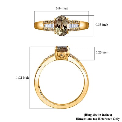 Luxoro AAA Turkizite, Natural Yellow and White Diamond I2 1.65 ctw Ring in 14K Yellow Gold (Size 6.0)
