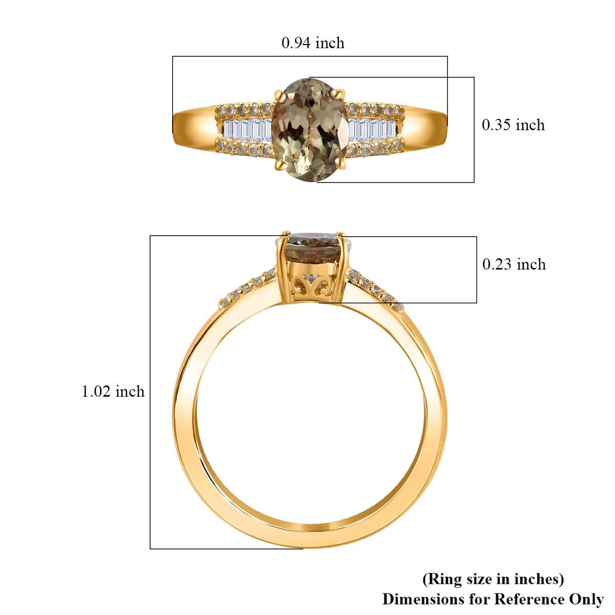 Luxoro 14K Yellow Gold AAA Turkizite, Natural Yellow and White Diamond I2 Ring (Size 6.0) 1.65 ctw image number 5