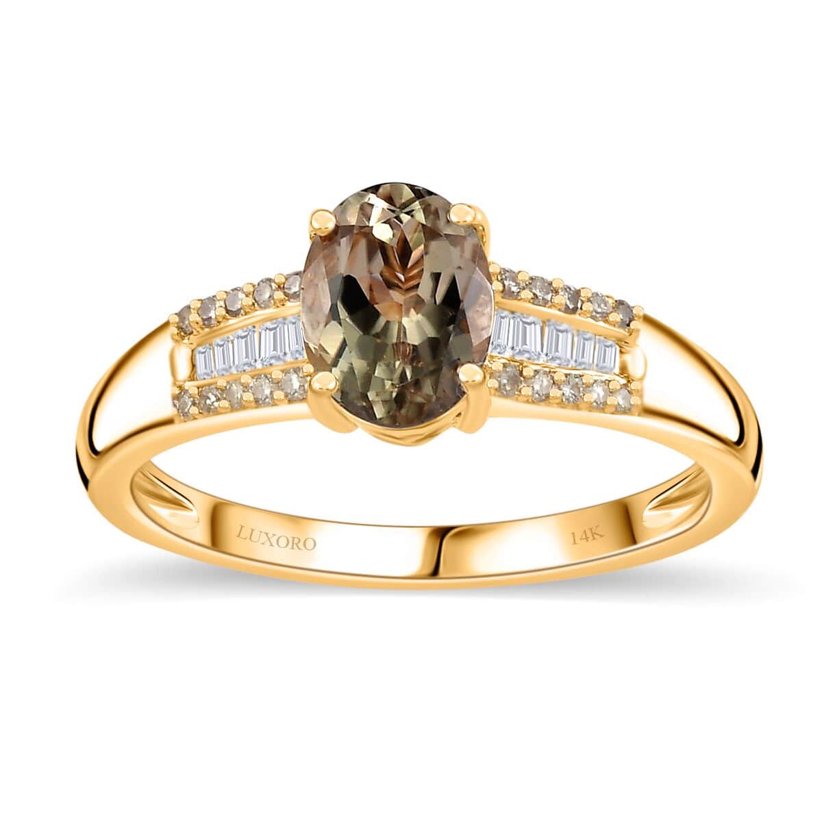 Luxoro 14K Yellow Gold AAA Turkizite, I2 Natural Yellow and White Diamond Ring (Size 9.0) 1.65 ctw image number 0