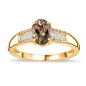 Luxoro 14K Yellow Gold AAA Turkizite, I2 Natural Yellow and White Diamond Ring (Size 9.0) 1.65 ctw