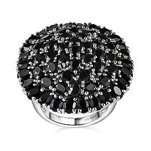Karis Thai Black Spinel 13.40 ctw Cluster Ring in Platinum Bond (Size 5.0)