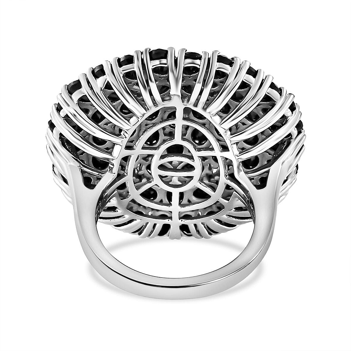 Karis Thai Black Spinel 13.40 ctw Cluster Ring in Platinum Bond (Size 5.0) image number 4