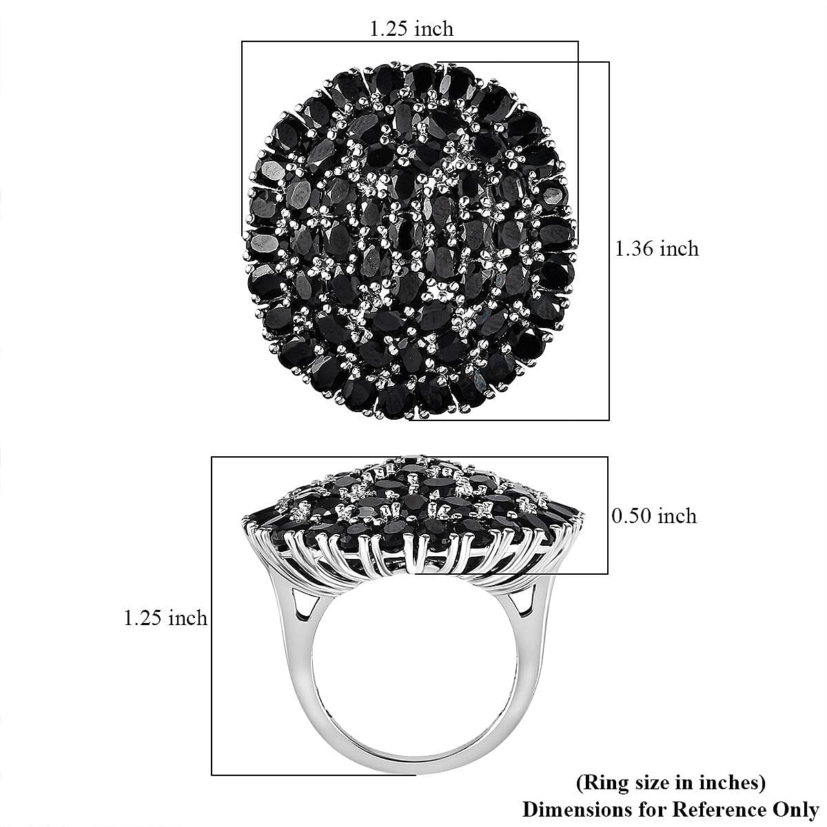Karis Thai Black Spinel 13.40 ctw Cluster Ring in Platinum Bond (Size 5.0) image number 5