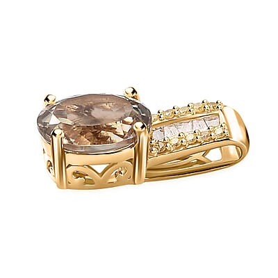 Luxoro 14K Yellow Gold AAA Turkizite, I2 Natural Yellow and White Diamond Pendant without Chain 1.50 ctw