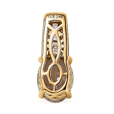 Luxoro 14K Yellow Gold AAA Turkizite, I2 Natural Yellow and White Diamond Pendant without Chain 1.50 ctw