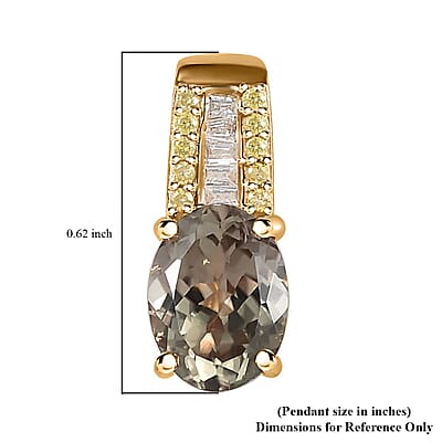 Luxoro 14K Yellow Gold AAA Turkizite, I2 Natural Yellow and White Diamond Pendant without Chain 1.50 ctw