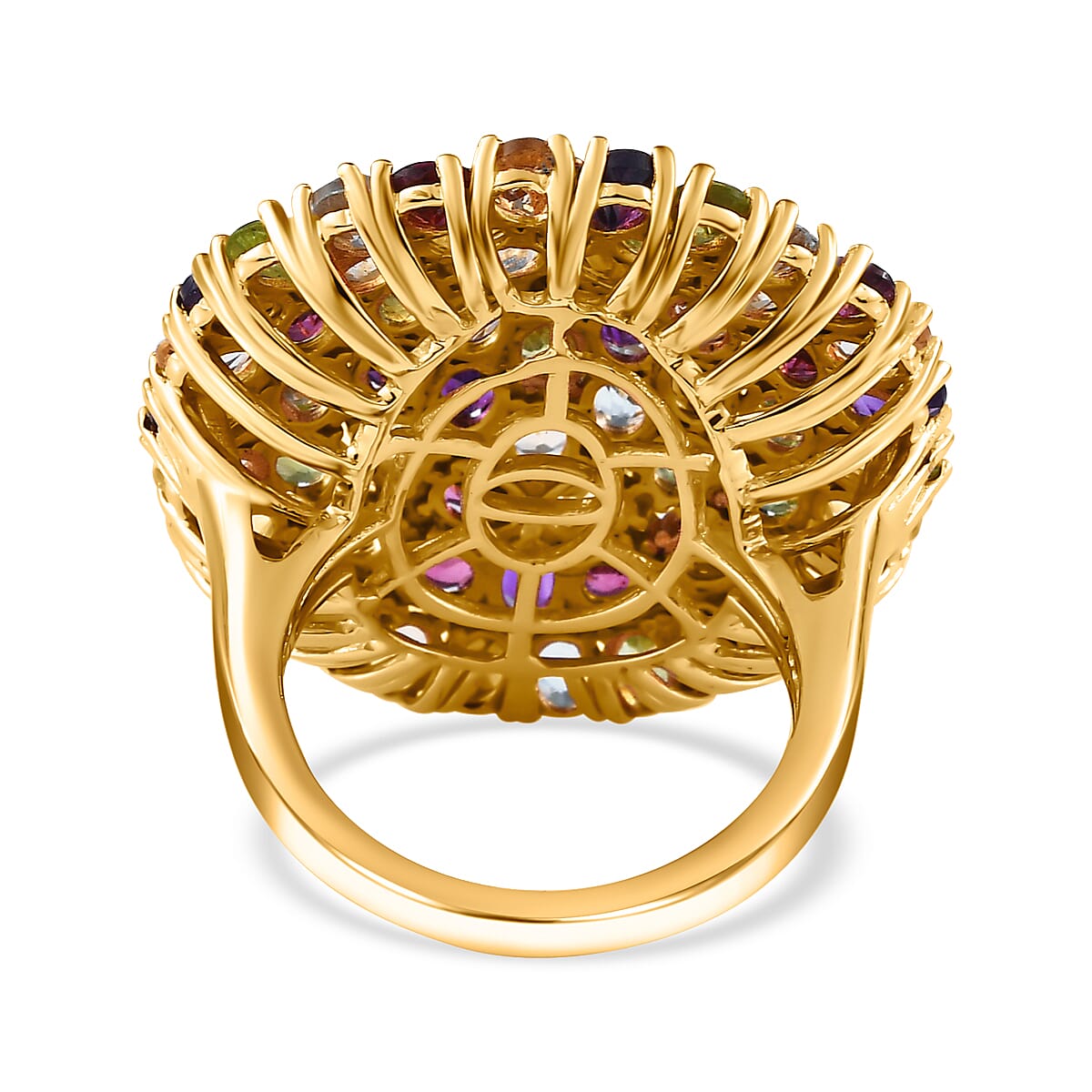Karis Multi Gemstone 11.30 ctw Cluster Ring in 18K Yellow Gold Plated (Size 6.0) image number 4