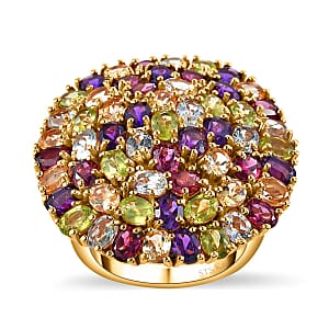 Karis Multi Gemstone 11.30 ctw Cluster Ring in 18K Yellow Gold Plated (Size 8.0)