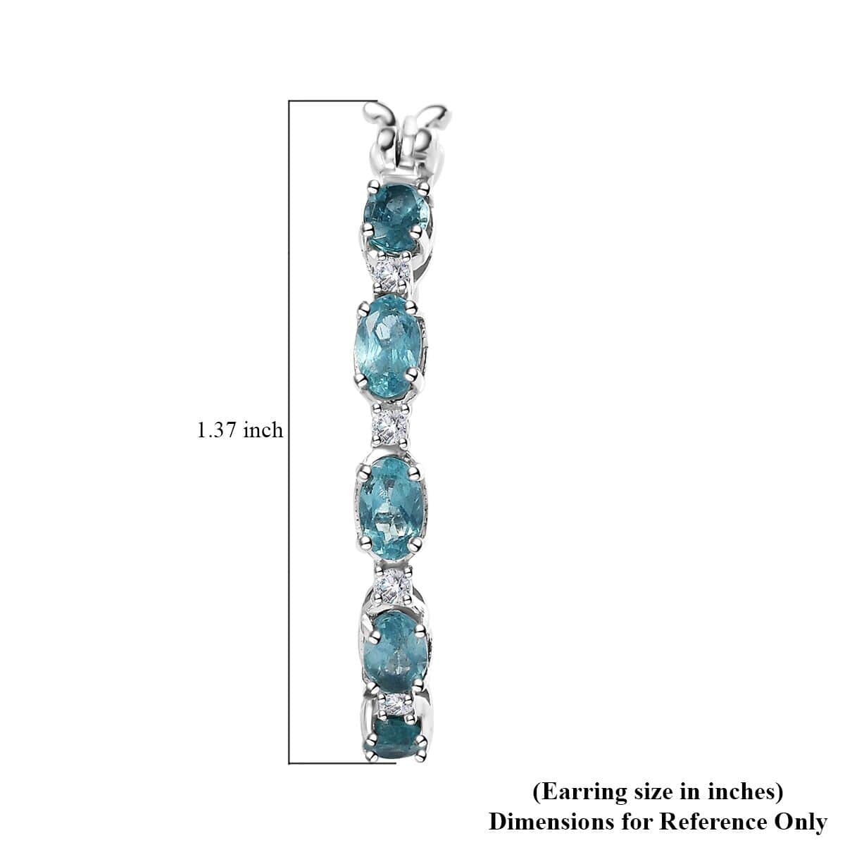 Madagascar Paraiba Apatite and White Zircon Inside Out Hoop Earrings in Platinum Over Sterling Silver 2.65 ctw image number 4