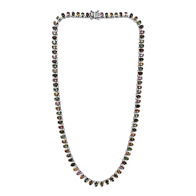 D'Joy Multi-Tourmaline and White Zircon Necklace 18 Inches in Platinum Over Sterling Silver 22.25 ctw