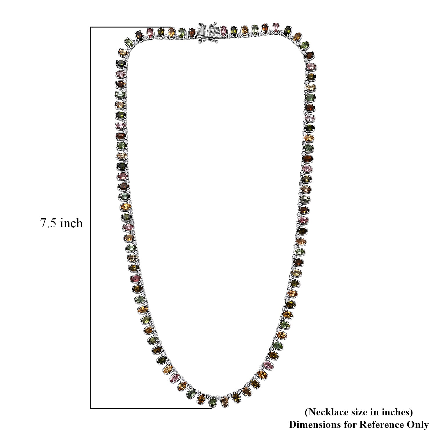 D'Joy Multi-Tourmaline and White Zircon Necklace 18 Inches in Platinum Over Sterling Silver 22.25 ctw
