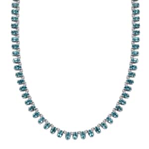 Madagascar Paraiba Apatite and White Zircon Necklace 18 Inches in Platinum Over Sterling Silver 23.90 ctw