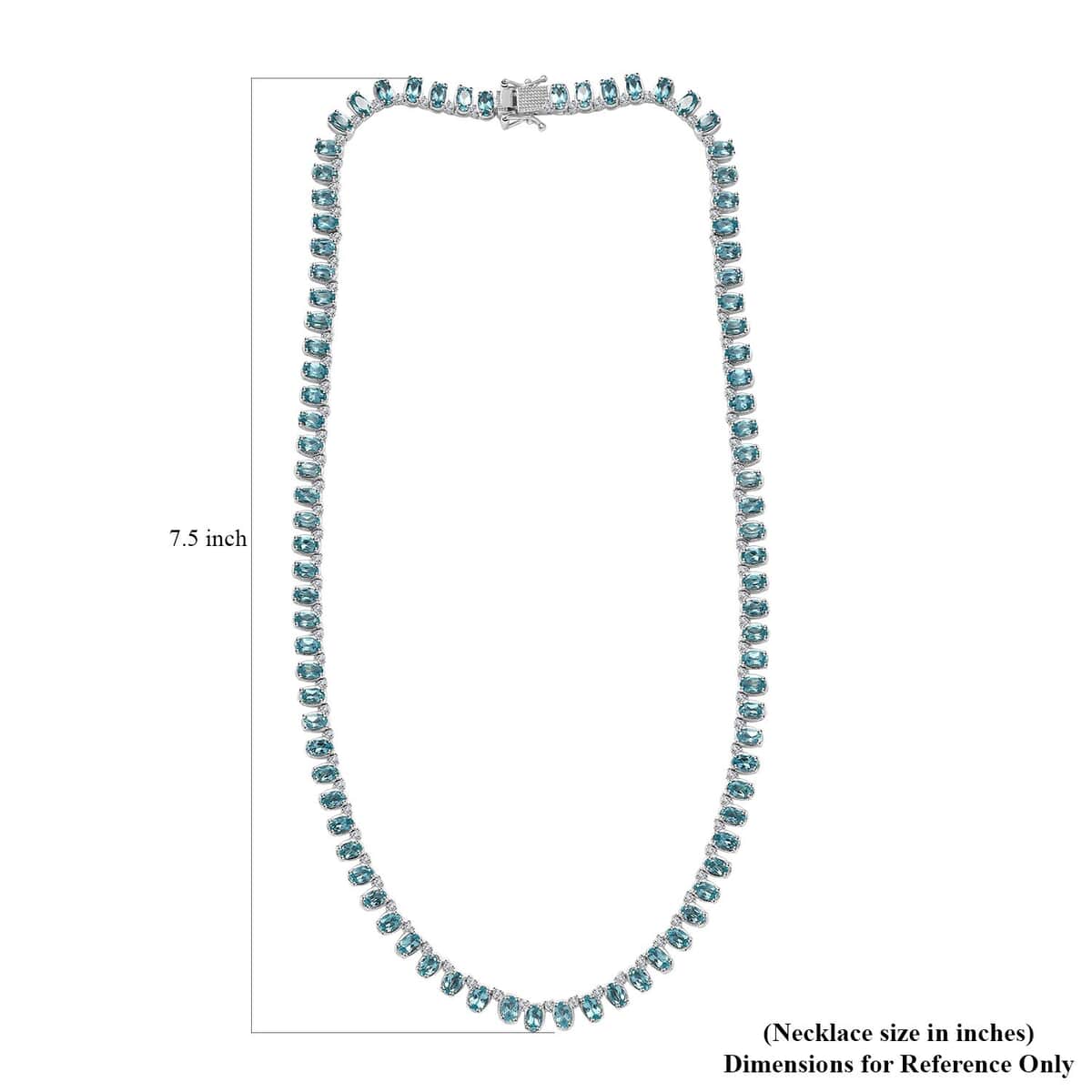 Madagascar Paraiba Apatite and White Zircon Necklace 18 Inches in Platinum Over Sterling Silver 23.90 ctw image number 5