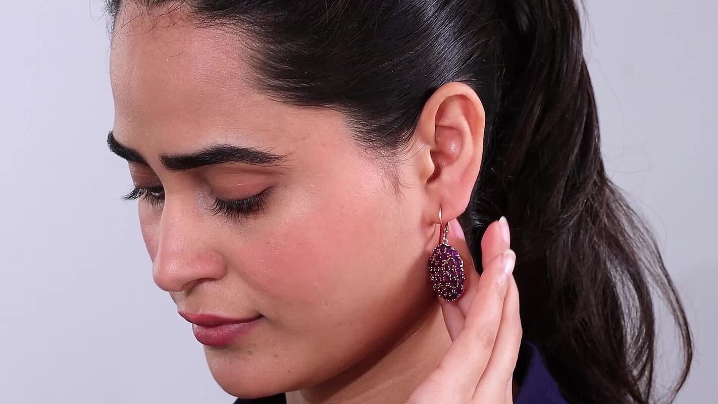 TLV Karis African Amethyst Lever Back Earrings in 18K YG Plated 13.85 ctw
