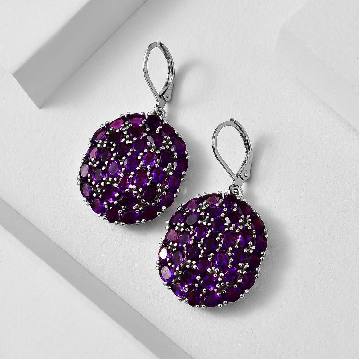 TLV Karis African Amethyst Lever Back Earrings in 18K YG Plated 13.85 ctw image number 1