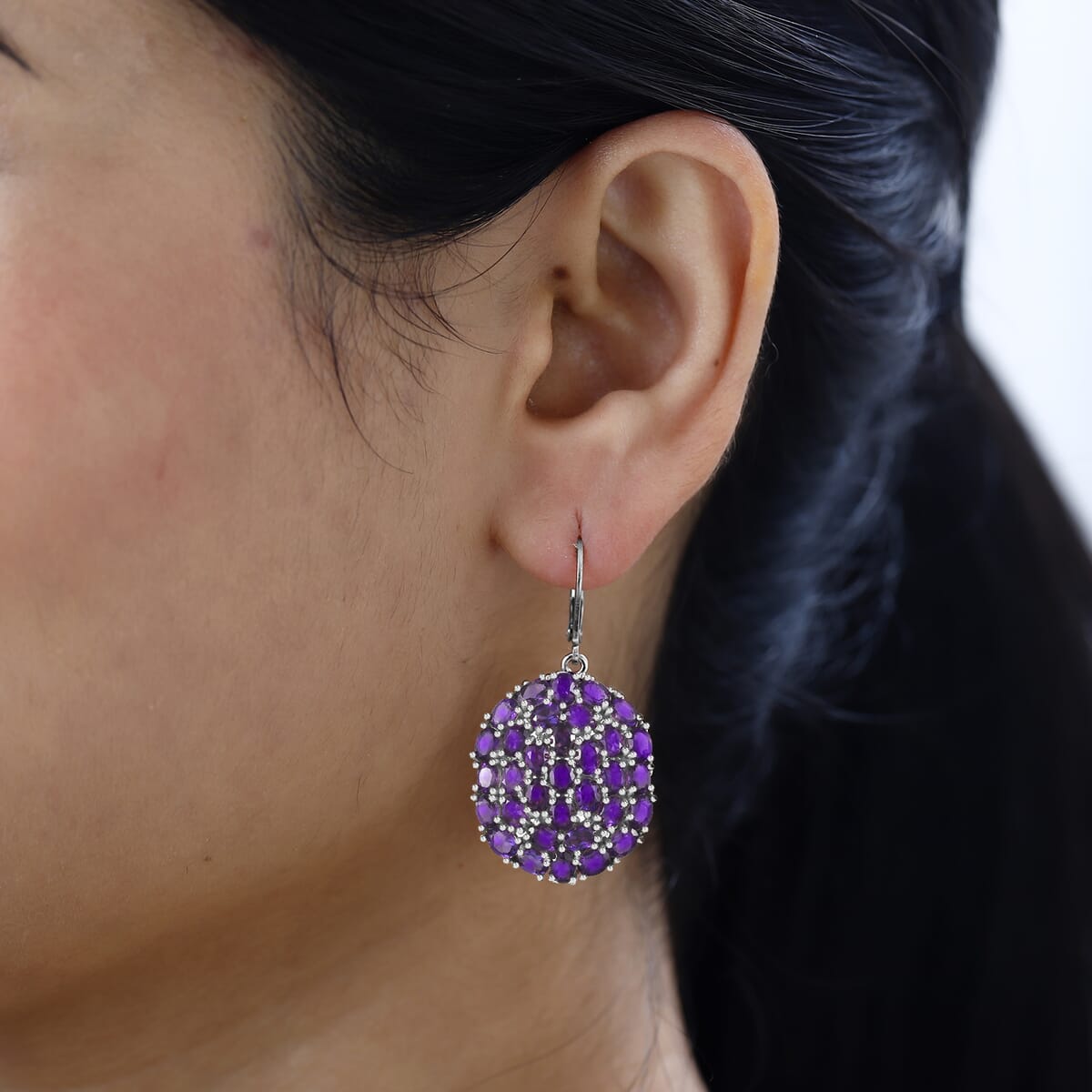 TLV Karis African Amethyst Lever Back Earrings in 18K YG Plated 13.85 ctw image number 2