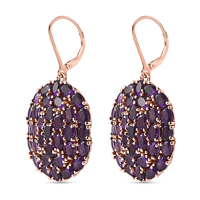 Karis African Amethyst 11.75 ctw Lever Back Earrings in Platinum Bond and Stainless Steel
