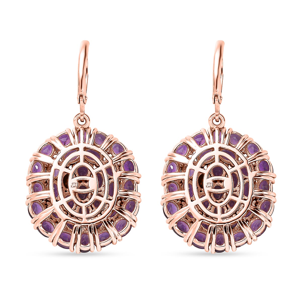 Karis African Amethyst 11.75 ctw Lever Back Earrings in Platinum Bond and Stainless Steel