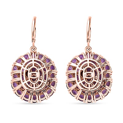 Karis African Amethyst 11.75 ctw Lever Back Earrings in Platinum Bond and Stainless Steel