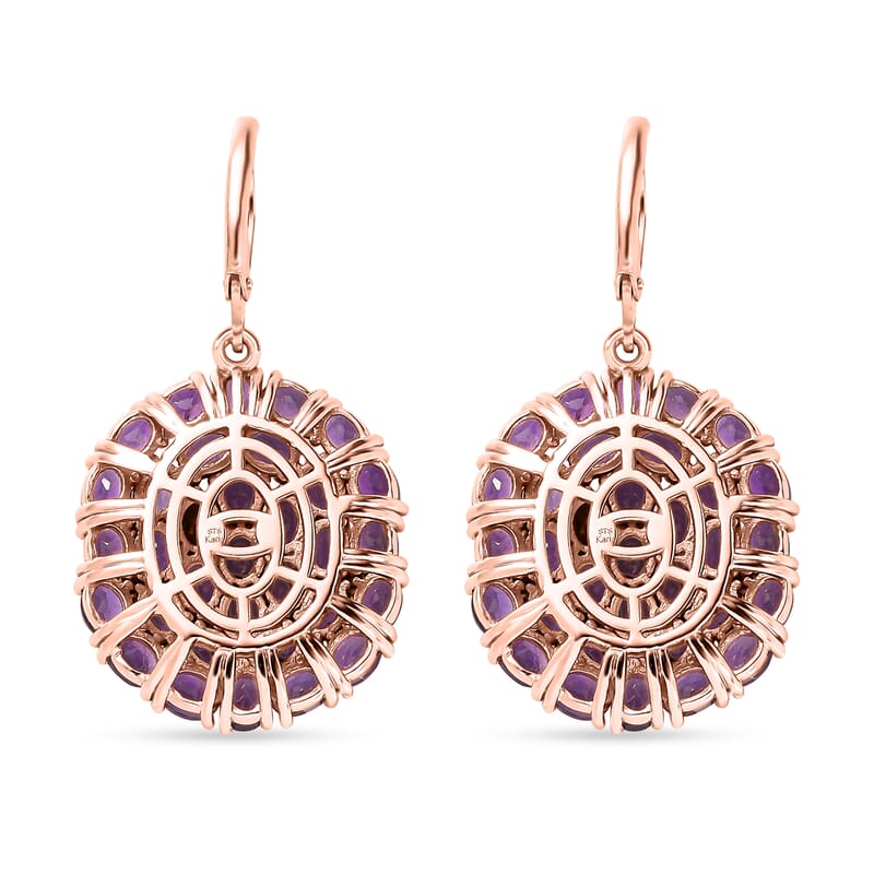 Karis African Amethyst 11.75 ctw Lever Back Earrings in Platinum Bond and Stainless Steel