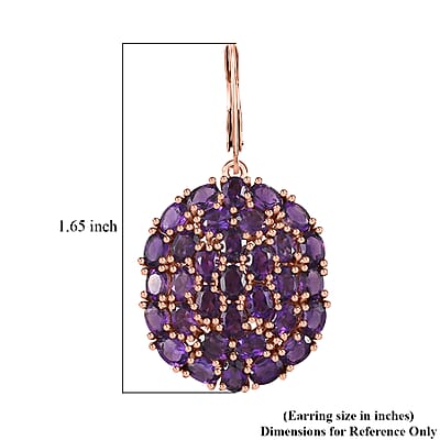 Karis African Amethyst 11.75 ctw Lever Back Earrings in Platinum Bond and Stainless Steel