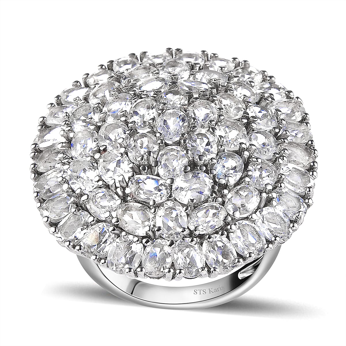 Karis White Topaz 14.00 ctw Cluster Ring in Platinum Bond (Size 9.0)